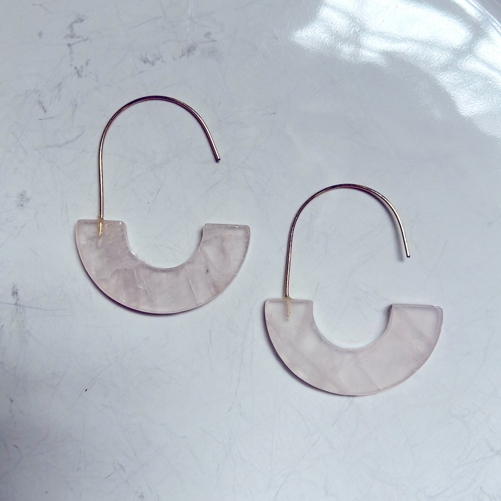 Anthropologie rose glass hoop earrings